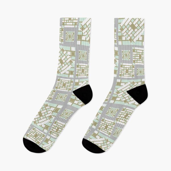 Item preview, Mosaic Pattern 3. mint, green, gold, grey, cubes, decor, art, Redbubble. designed and sold by PrintedDreams.