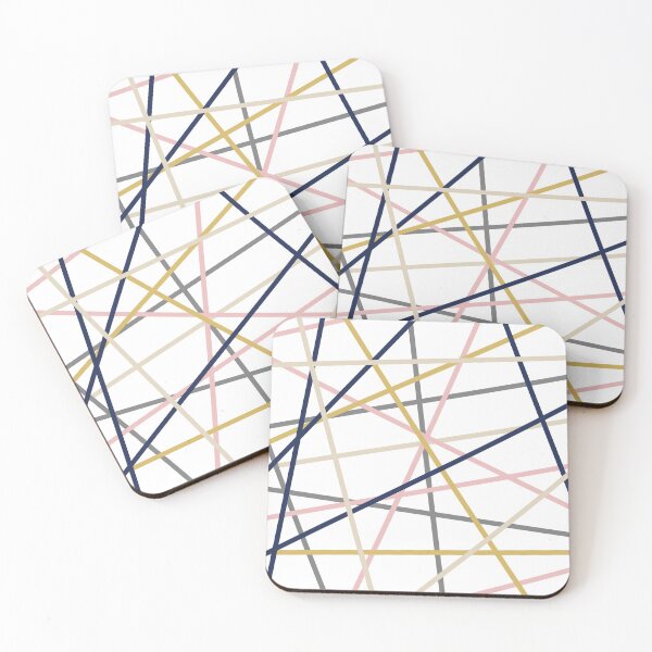 Item preview, Converging Lines Minimalist Pattern in Mustard Yellow, Navy Blue, Pink, Gray, Almond, and White designed and sold by kierkegaard.