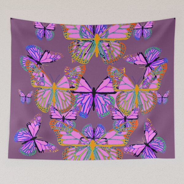 Item preview,  PUCE PURPLE COLORED DECORATIVE STYLED PINK BUTTERFLIES designed and sold by sharlesart.