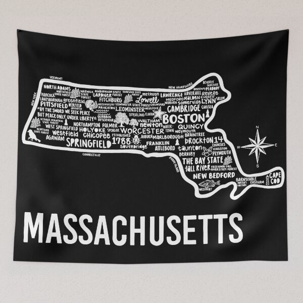 Item preview, Massachusetts Map designed and sold by fiberandgloss.