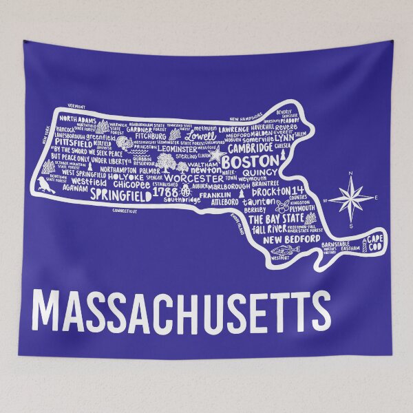 Item preview, Massachusetts Map designed and sold by fiberandgloss.