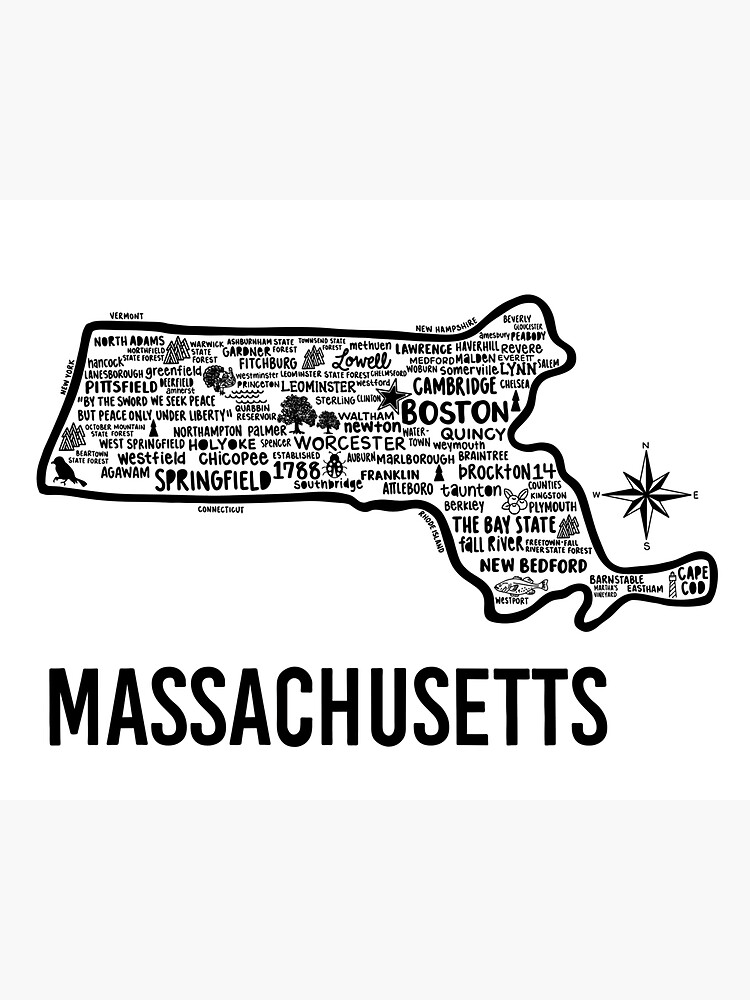 "Massachusetts Map" Sticker for Sale by fiberandgloss Redbubble