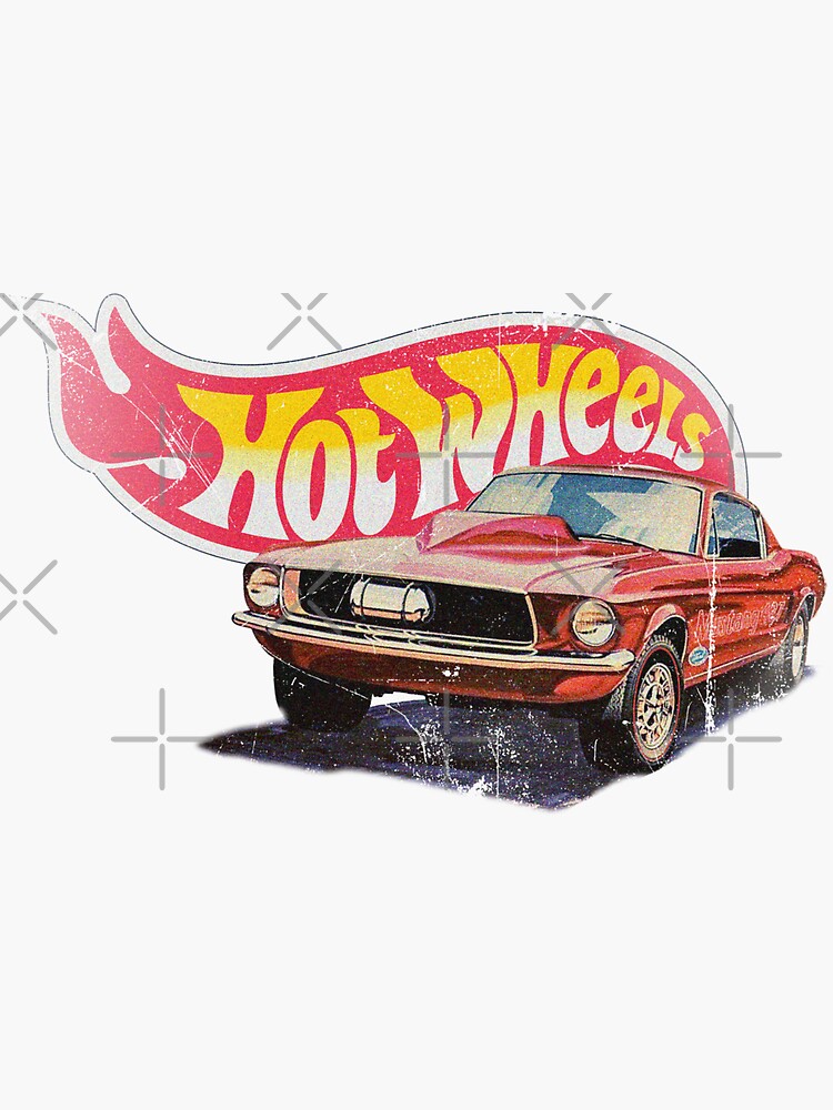 Mustang- 1968 Custom - Vintage, Distressed Hot Wheels 1968 Custom - Red Line by OffsetVinylFilm