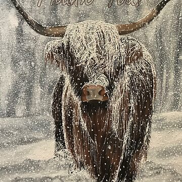 Artwork thumbnail, Snowy Highland Cow - Thank You Card by EuniceWilkie