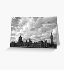 Palace of Westminster - B&W Greeting Card