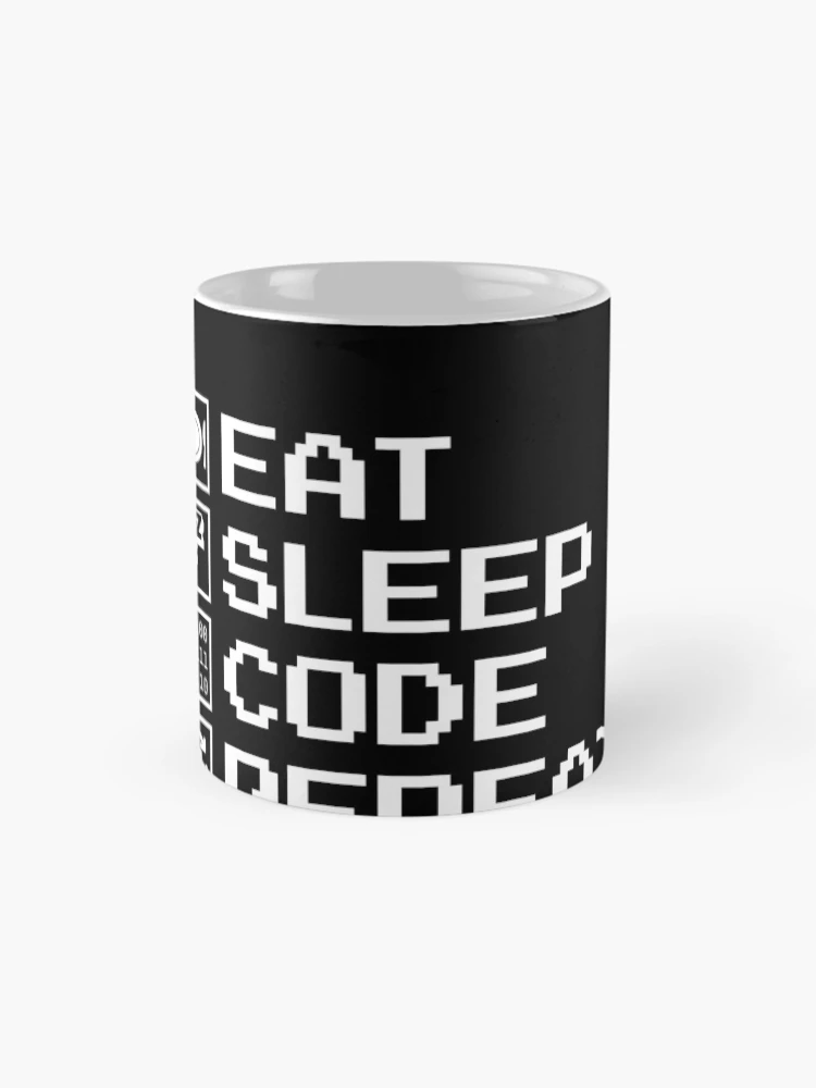 Thumbnail 4 of 6, Coffee Mug, Eat Sleep Code Repeat Binary Code Computer Programmer Gear designed and sold by DynamicDesign.