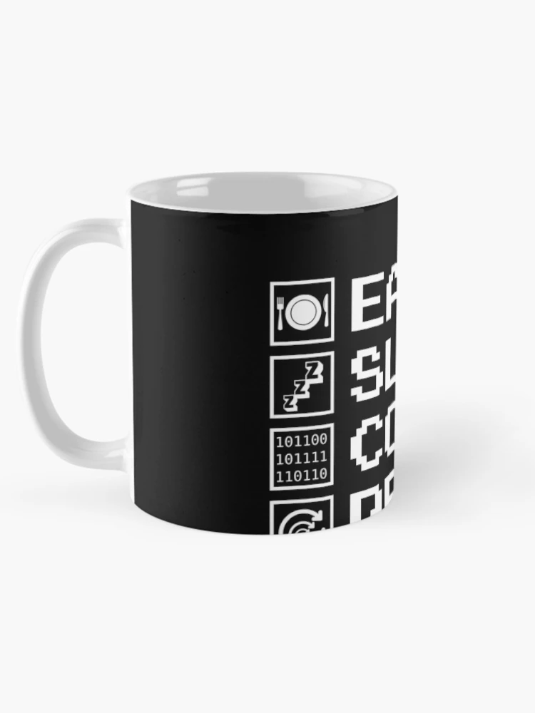 Thumbnail 5 of 6, Coffee Mug, Eat Sleep Code Repeat Binary Code Computer Programmer Gear designed and sold by DynamicDesign.