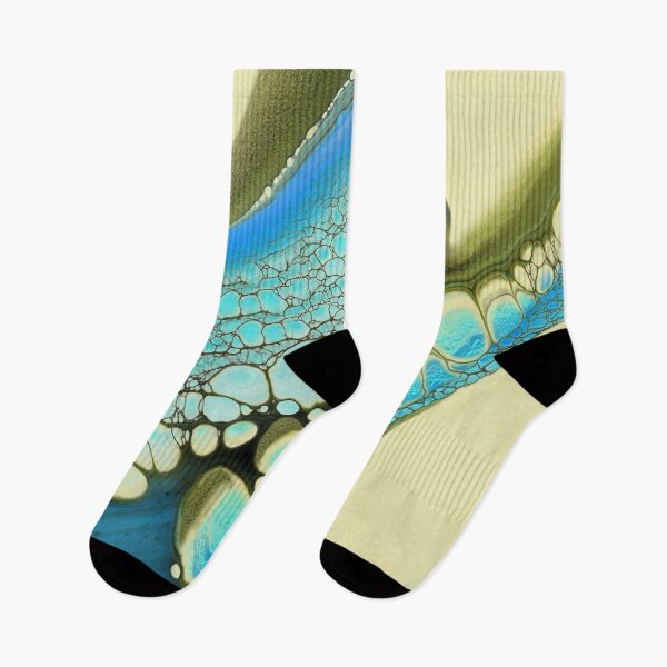 Item preview, Gold Aqua and Olive Cells Fluid Art  designed and sold by GingerEccentric.