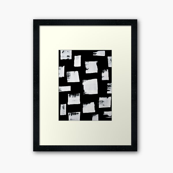 Marshmallows: a minimal abstract black and white square mudcloth pattern by Alyssa Hamilton Art Framed Art Print