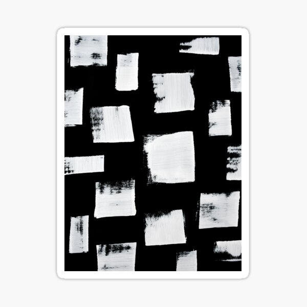 Marshmallows: a minimal abstract black and white square mudcloth pattern by Alyssa Hamilton Art Sticker