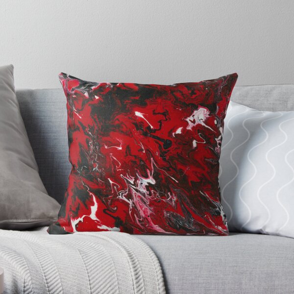 Blood Lines Red and Black Fluid Pour Throw Pillow