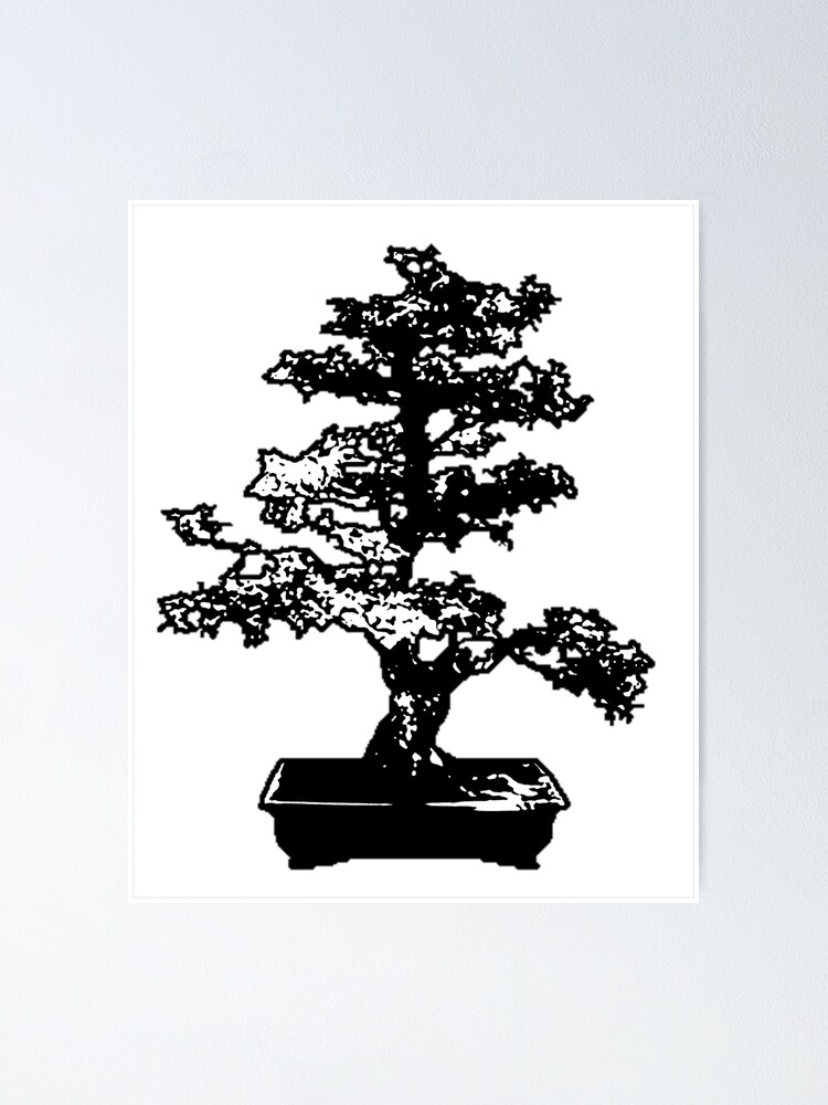 Black And White Bonsai Tree Poster By Robinscozynest Redbubble