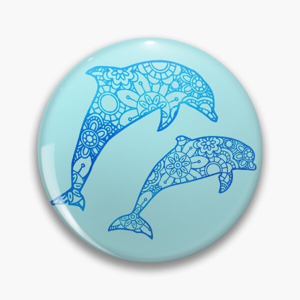Item preview, Dolphin Mandala Zentangle Watercolor Blue designed and sold by SassAndHoney.