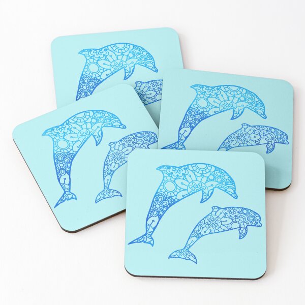 Item preview, Dolphin Mandala Zentangle Watercolor Blue designed and sold by SassAndHoney.