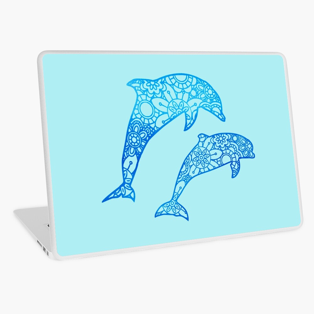 Download Dolphin Mandala Zentangle Watercolor Blue Laptop Skin By Sassandhoney Redbubble