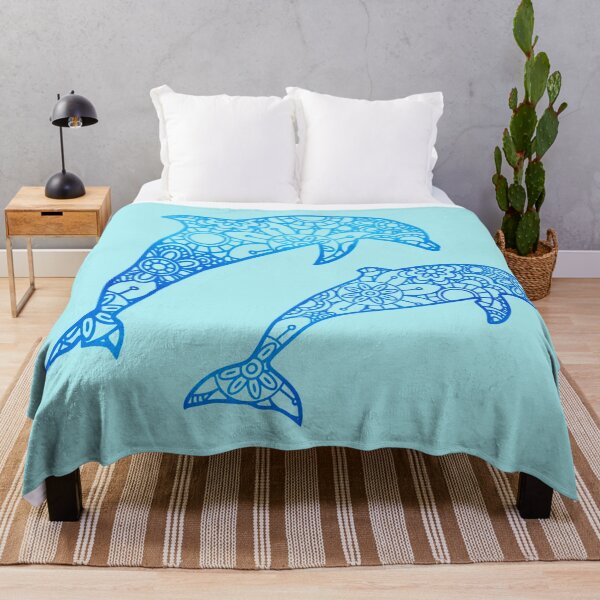 Item preview, Dolphin Mandala Zentangle Watercolor Blue designed and sold by SassAndHoney.