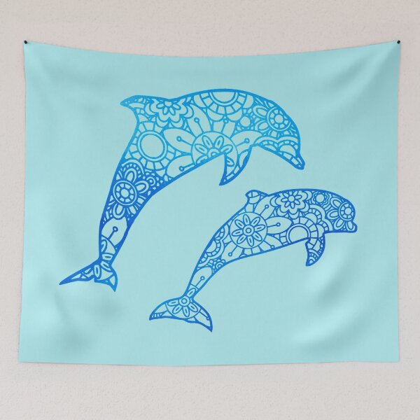 Item preview, Dolphin Mandala Zentangle Watercolor Blue designed and sold by SassAndHoney.