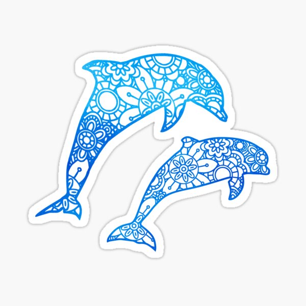 Download Dolphin Mandala Zentangle Watercolor Blue Sticker By Sassandhoney Redbubble