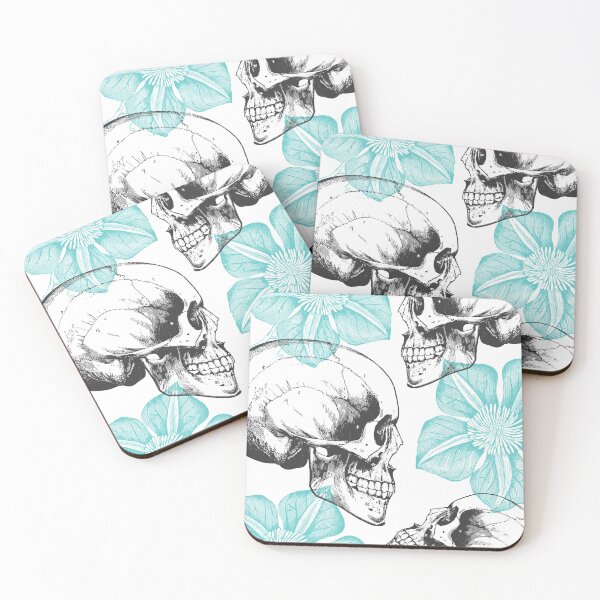 Item preview, Skulls And Flowers • Turquoise • Romantic Goth designed and sold by Rike Mayer.