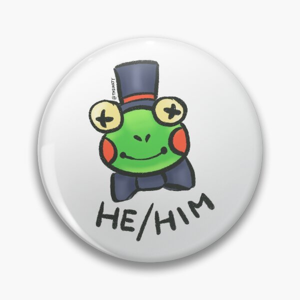 Item preview, Frog pronoun “he/him” sticker/pin designed and sold by Tasiarty.