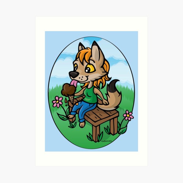 Summertime Treat - Coyote with Ice Cream Art Print