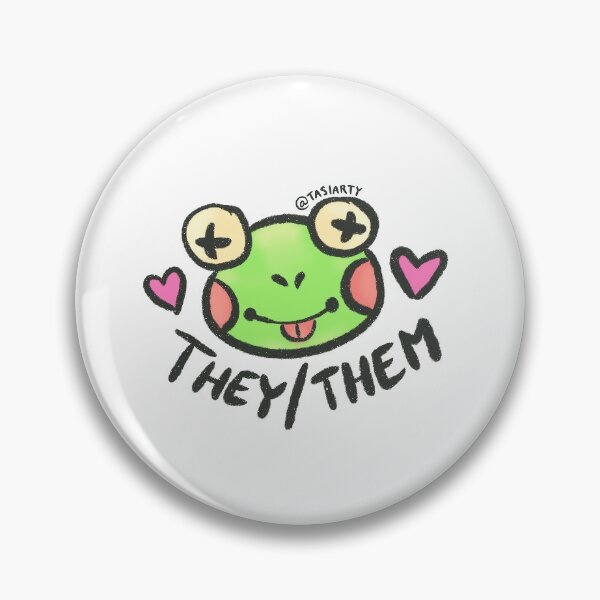 Item preview, Frog pronoun “they/them” sticker/pin designed and sold by Tasiarty.