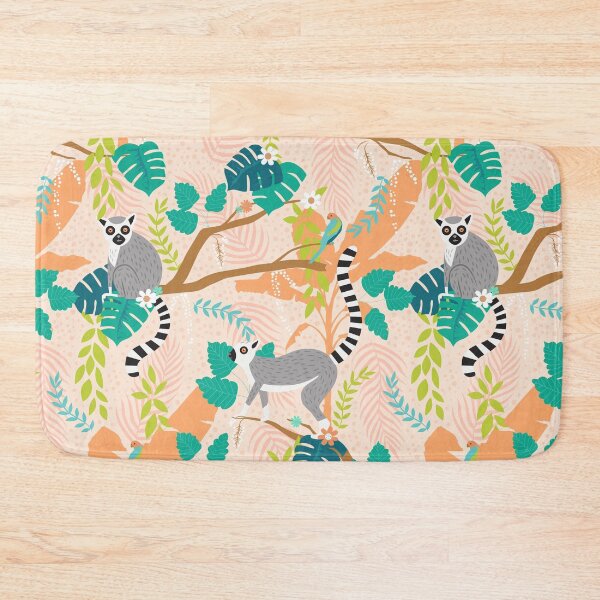 Item preview, Lemurs in a Peach Jungle designed and sold by latheandquill.