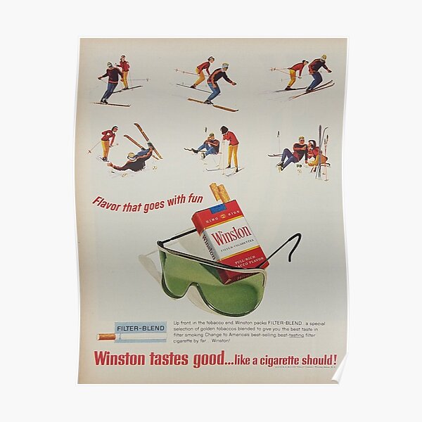 Winston tastes good - Skiing Cigarette Ad Poster