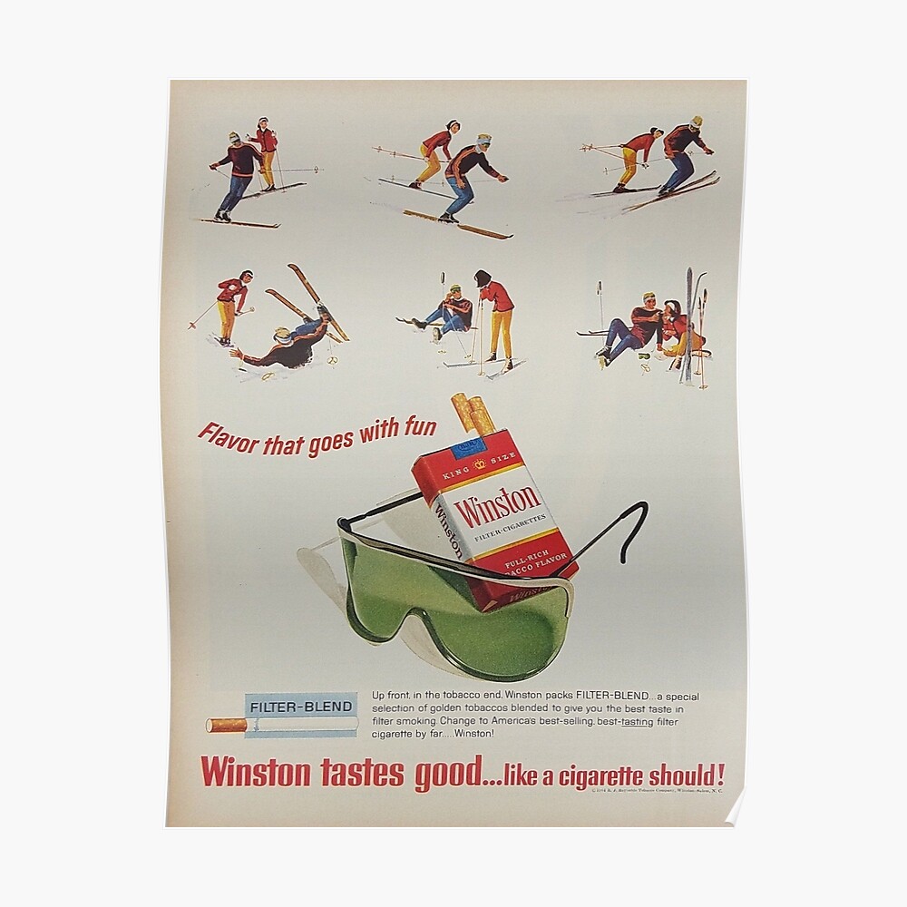 tastes good - Skiing Cigarette Ad " Poster for Sale by heymate |