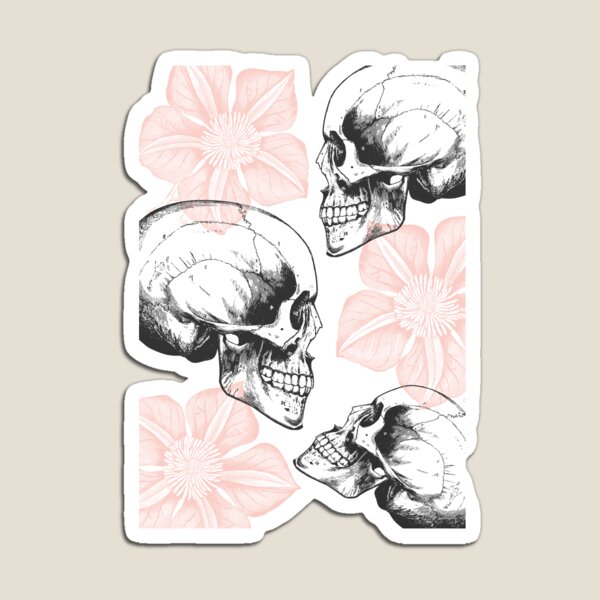 Skulls And Flowers • Pastel Pink • Romantic Goth Magnet