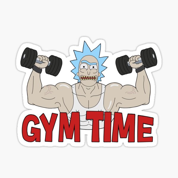 Rick Gym Stickers Redbubble - gym workout decal roblox