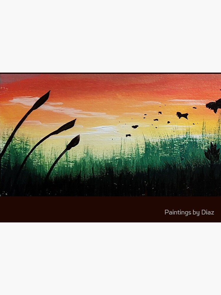 sunset with grass painting