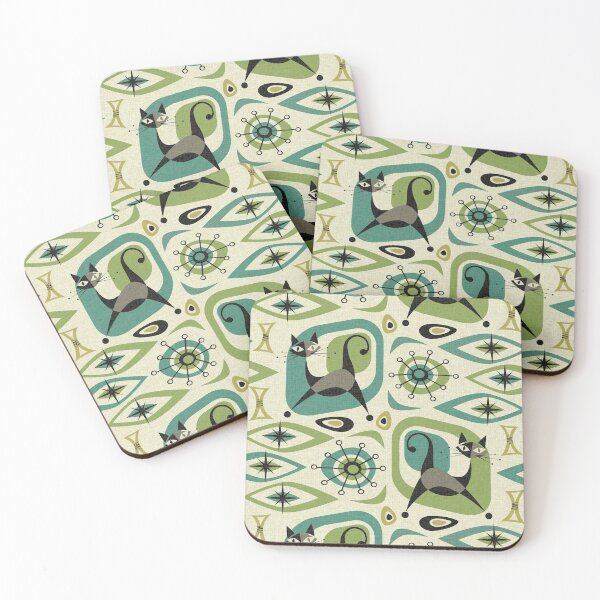 Item preview, Mid Century Cat Abstract - Lime and Teal designed and sold by studioxtine.