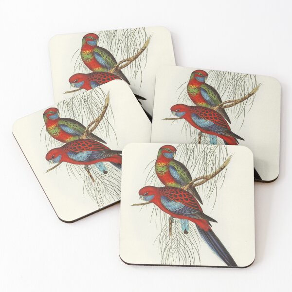 Item preview, John Gould Crimson Rosellas on Branch designed and sold by upoutandaway.