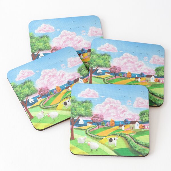 Item preview, Colourful folk art landscape in green designed and sold by GORDON BRUCE ART.