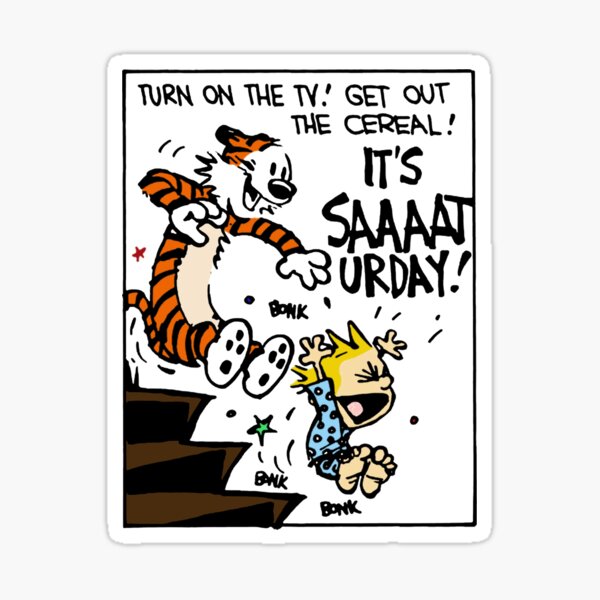 Calvin and tiger Sticker