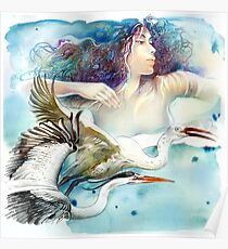 "Dancing with Birds" - drawing Poster