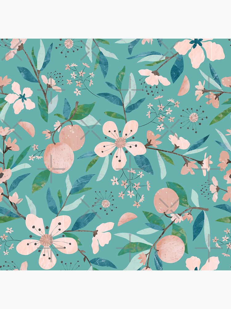 "Peaches & Cream Teal" Sticker for Sale by SarahTreu | Redbubble