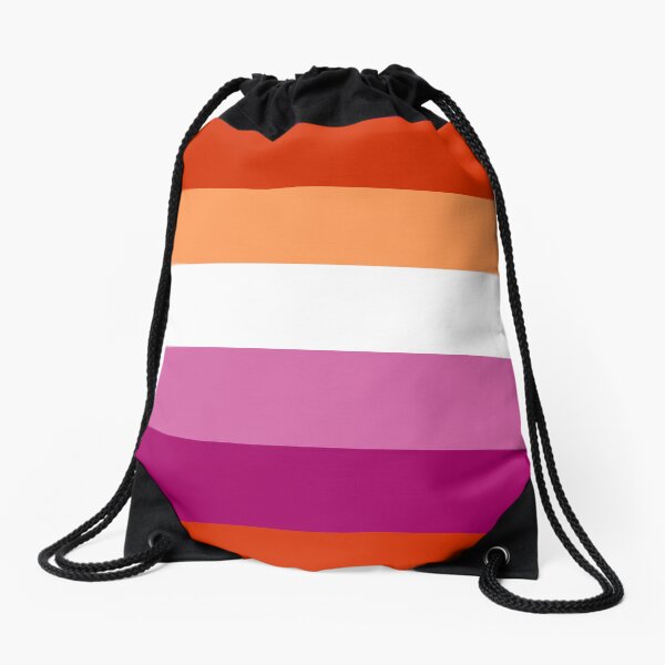 Lesbian (new) Pride Large Flag Print Drawstring Bag