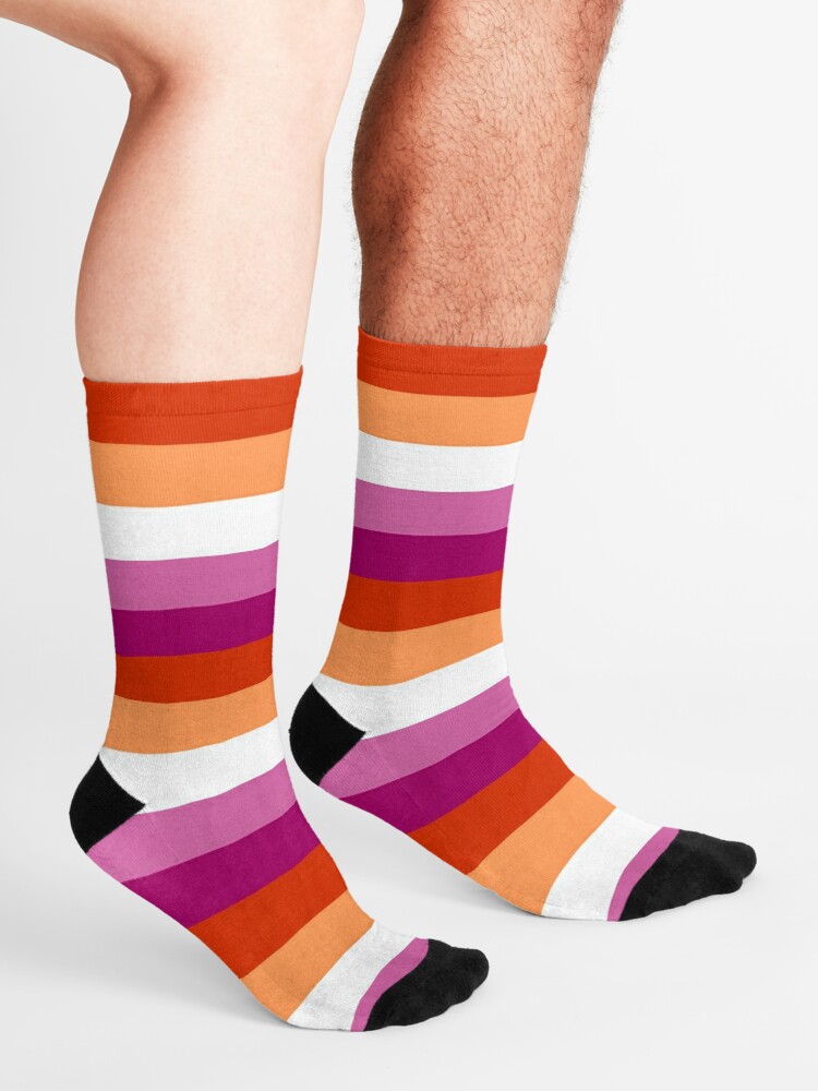 Lesbian New Pride Large Flag Print Socks By Simplypride Redbubble 