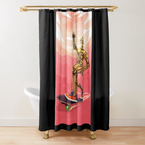 Robot shredding on a alien planet! Shower Curtain