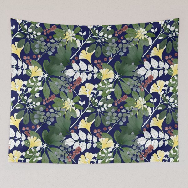 Item preview, Botanical pattern in dark blue color  designed and sold by Thiti.