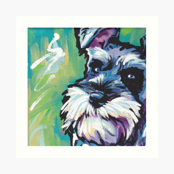 Schnauzer Bright colorful pop dog art Art Print