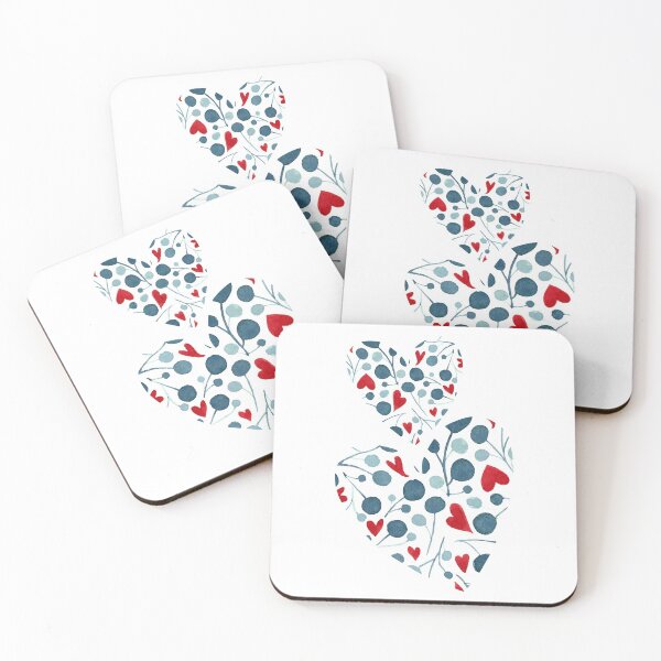 Item preview, Watercolor leaves hearts composition designed and sold by CrisBanana.