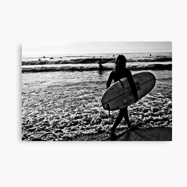 Black & White Surfer Canvas Print