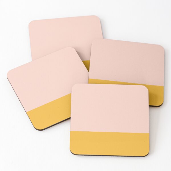 Aperçu de l'œuvre Bloc de couleur minimaliste rose fard à joues et jaune moutarde créée et vendue par kierkegaard.