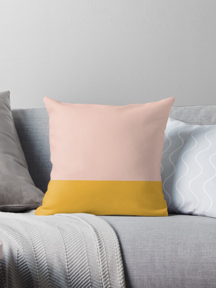 Blush Pink and Mustard Yellow Minimalist Color Block Pillow for Sale by kierkegaard Redbubble