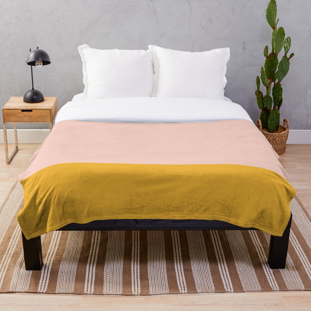 "Millennial Pink and Mustard Yellow Minimalist Color Block" Throw