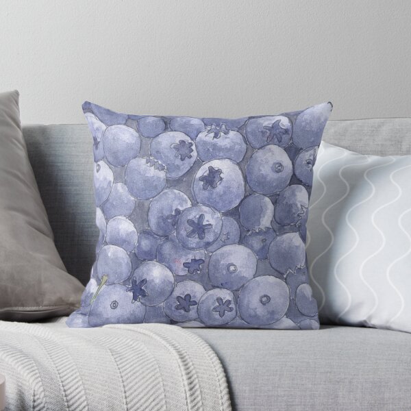 Blueberries - Realistic Watercolor Throw Pillow