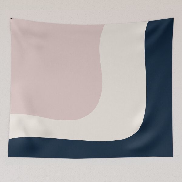 Item preview, Triple Wave Minimalist Pattern in Pink Blueberry Cream, Cream, and Navy Blue designed and sold by kierkegaard.